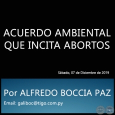 ACUERDO AMBIENTAL QUE INCITA ABORTOS - Por ALFREDO BOCCIA PAZ - Sbado, 07 de Diciembre de 2019